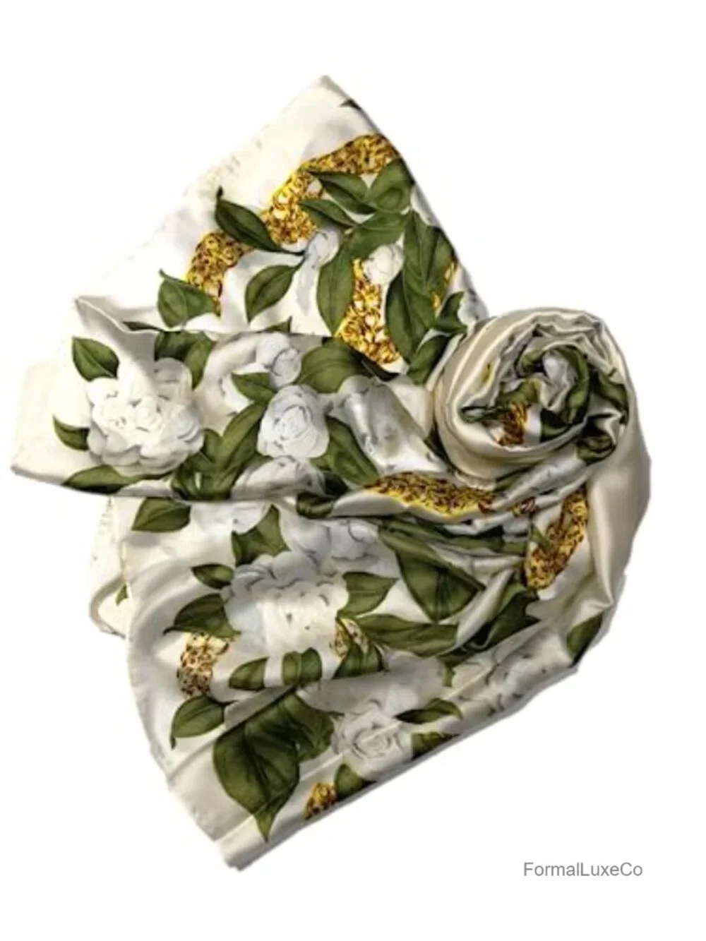 Silk Feel Floral Satin Long Scarf Shawl in Gift Box